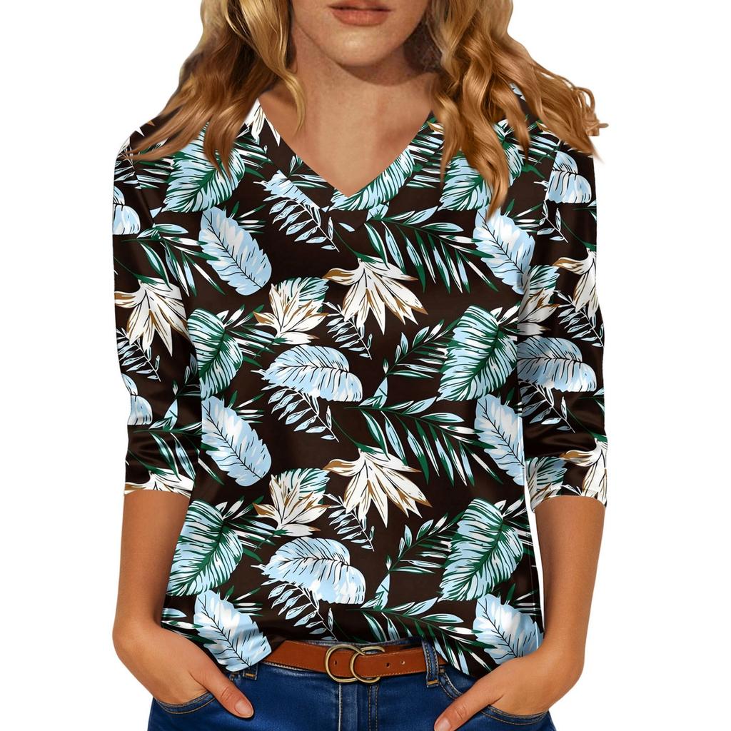 Kadınlar İçin Şık 3/4 Uzun Kollu Gömlekler İş Günlük Kıyafet Üstleri