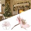 Glitter Poinsettia Flower Hanging Ornament for Christmas Tree and Seasonal Party Decoration with Cloth and Plastic Construction