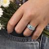 Superfine Bestseller Jewelry: Drip Oil Inlaid Aquamarine and Zirconia Diamond Lace Ring.