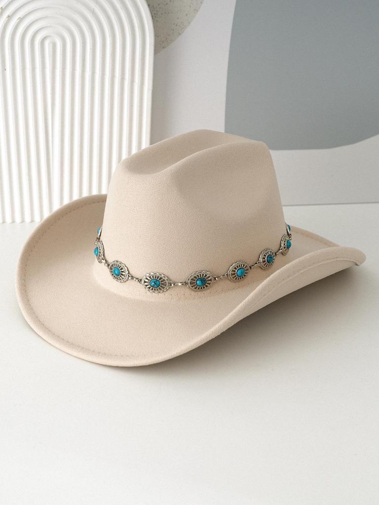 Trendy Unisex Turquoise Fedora with Bohemian Wide Brim for Parties