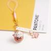 Ceramics Sakura Lucky Cat Phone Lanyard Braided Rope Lucky Cat Keychain Wrist Rope Cherry Blossoms Japanese Style