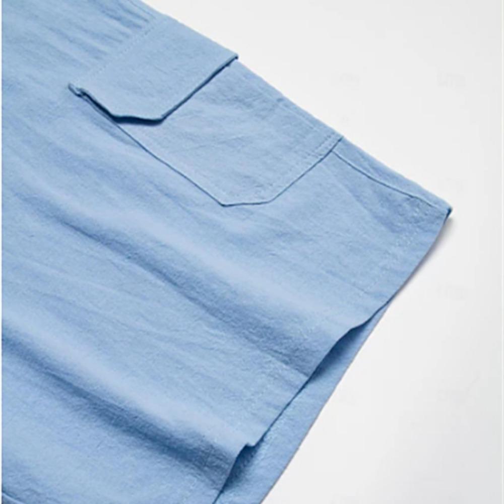 Summer men's outdoor beach casual multi-pocket solid color shorts Stylish men's holiday beach shorts