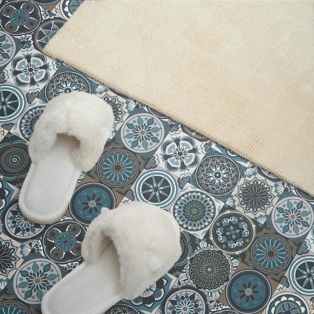 Set of Vinyl Tiles with Pattern for Kitchen Living Room Mosaic Checkered Patterns 6X60X30 Cm