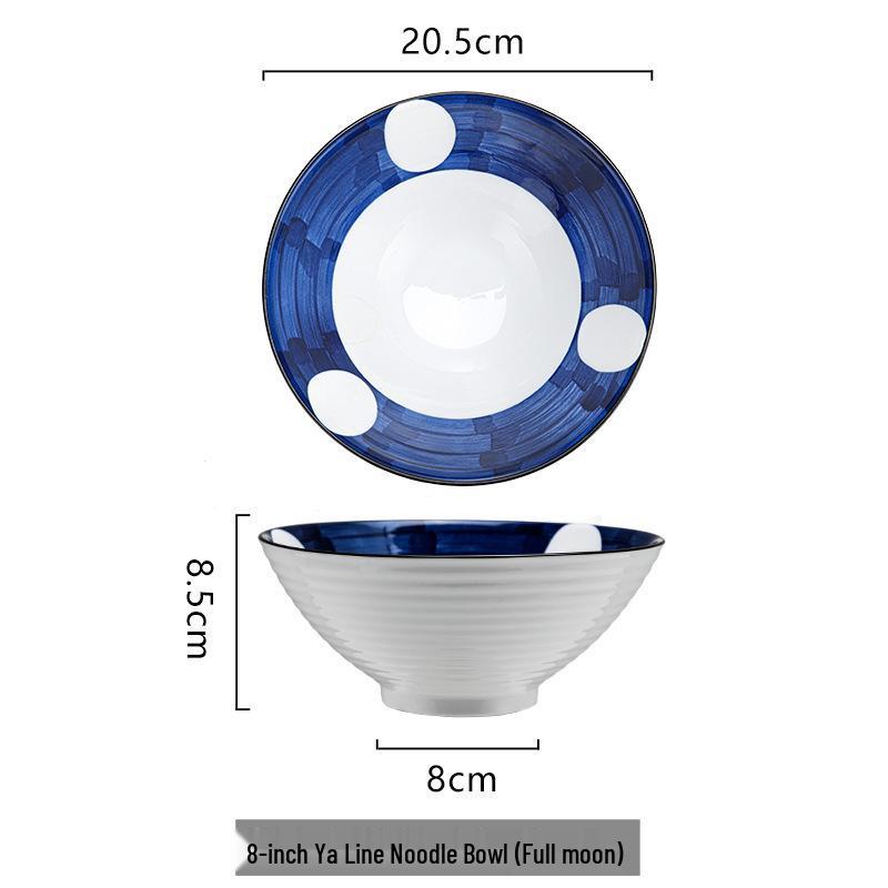 Popular 8-inch Color Glaze Ceramic Ramen Bowl - Hand-painted Trumpet Design
