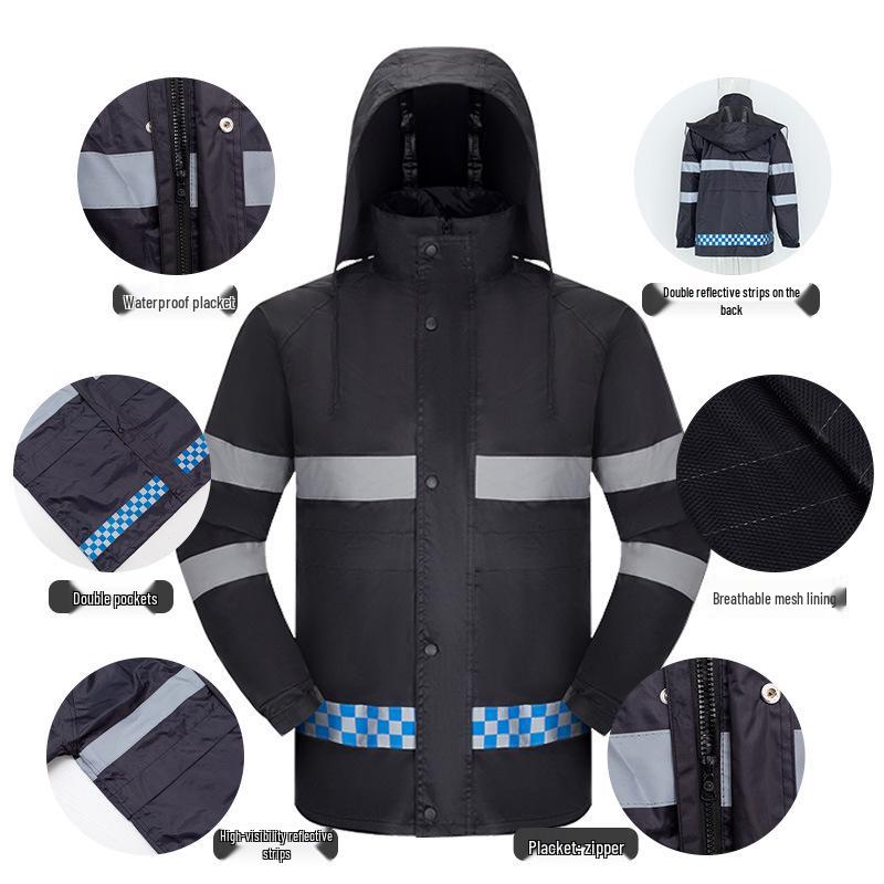 Reflective Raincoat and Rain Pants Set for Outdoor Traffic Duty and Flood Control