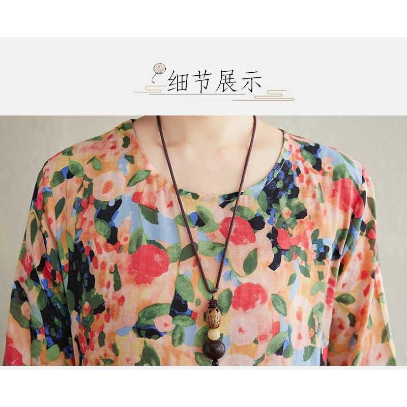 Travel Round Neck Vintage Long Flesh Covering Dresses