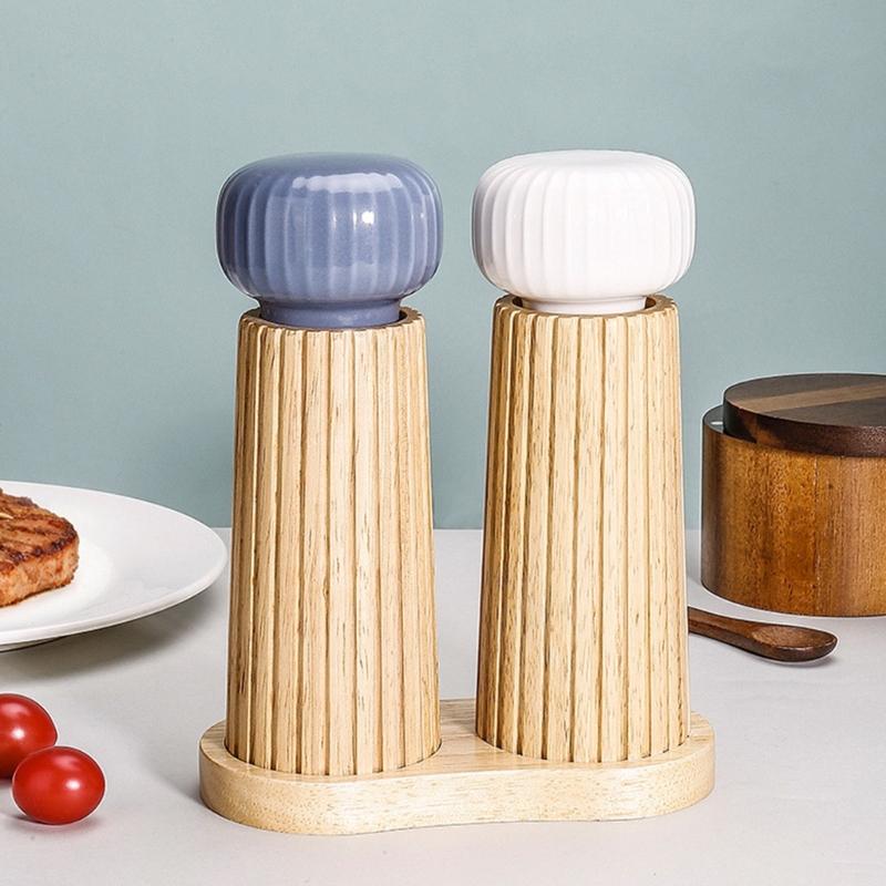 Macinapepe Macina Sale in Legno con Meccanismi Ceramici per Cucina, Conservazione Spezie e Macinatura Condimenti, Bottiglia
