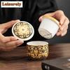 Tangka Enamel Color Travel Tea Set Kit Traditional 1 Cups Tea Making Organizer Portable Outdoor Tote Bag Ornaments Craft Gift