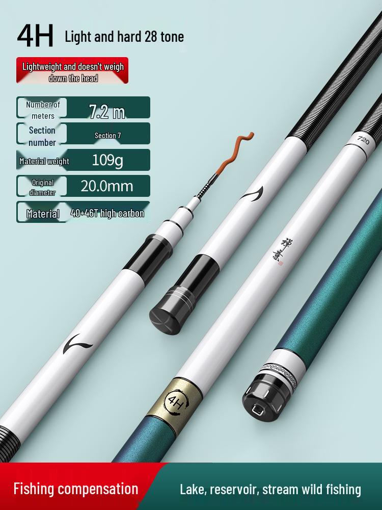 Ultralight Ultra-hard 28 & 19 Action Fishing Rod for Wild and Big Fish with Lightweight Black Pit Carp Design