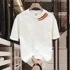 Street Casual Trend All-match Heavyweight Cotton Printing Rainbow Soft Loose Comfort New Style Men's Short Sleeved Summer 2024