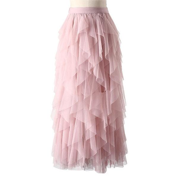 Fashion Womens Ladies Elastic High Waist Ruffle Mesh Pleated Tulle Tutu Skirt Sundress