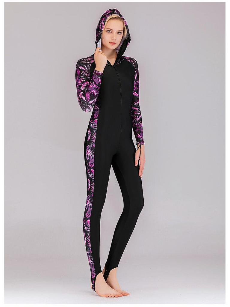 Fato de Banho Feminino Plus Size de Manga Comprida de Secagem Rápida Sharkbutt - Fato de Proteção Solar contra Águas-Vivas para Mergulho e Surfe