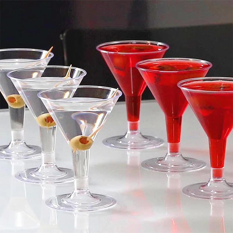 10 Pcs Plastic Martini Cups Transparent Cocktail Dessert Unbreakable Mini Cups For Wedding Party Bowl Wine Ice Cream