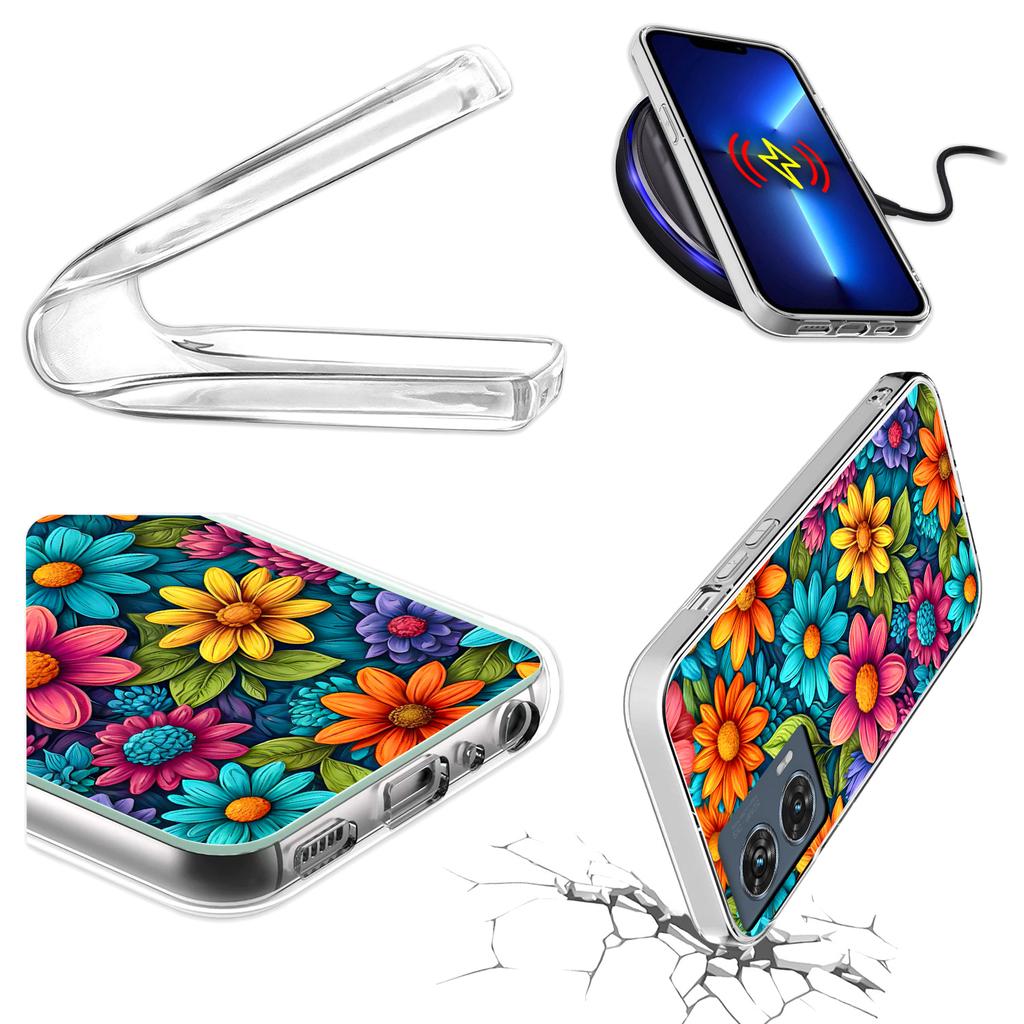 Etui Do Motorola Edge 50 Fusion Obudowa Foto Case Plecki Kwiaty + Szkło 9H