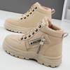 Damen Winter Fleece gefütterte Knöchel Martin Stiefel, Schnürung Dicke Weiche Sohle Mode Stiefel