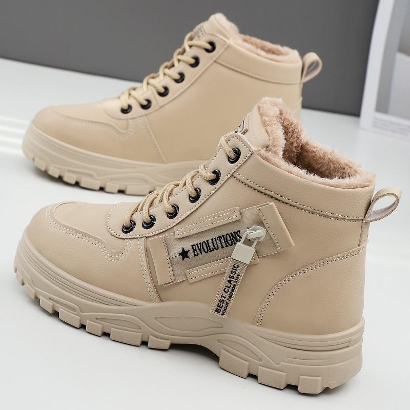 Damen Winter Fleece gefütterte Knöchel Martin Stiefel, Schnürung Dicke Weiche Sohle Mode Stiefel
