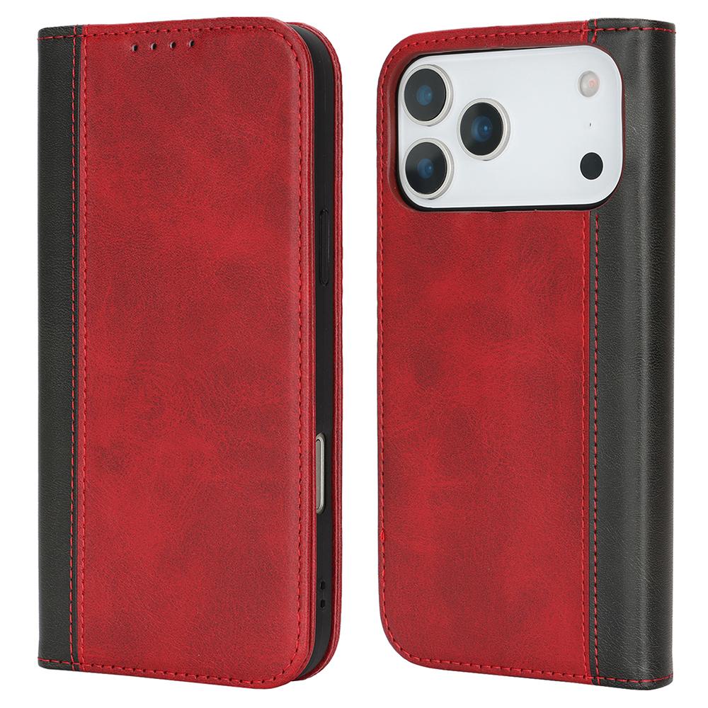 For iPhone 17 Pro Case Calf Texture 3 Card Slots Color Splicing Leather Phone Cover
