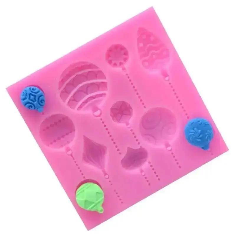 

Аксессуары для украшения торта Форма рождественского шара Ручная работа Креативная силиконовая форма Рождественское украшение Форма для мастики Резак для тиснения розовый