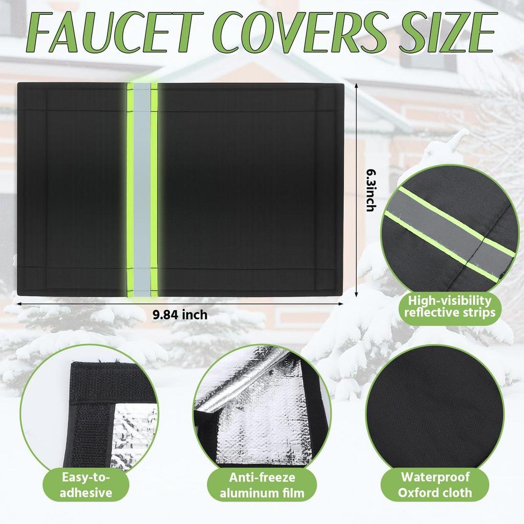Outdoor Faucet Covers For Winter Pipe Insulation With Reflective Strip Spigot Covers Winter Insulated For Patio Lawn Garden