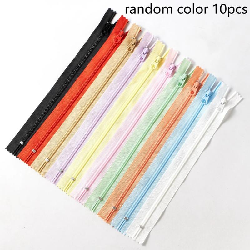 Pack Of 10 Nylon Zippers Seam Fine Nylon Colourful Spool Zips Not Separable Sewing Zips 20 Cm For Clothing Diy Sewing Craft