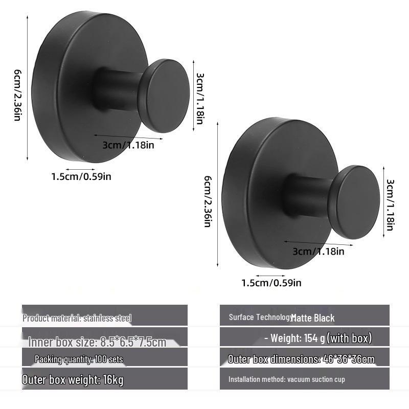 Stainless Steel No-Drill Suction Cup Hook for Kitchen & Bathroom