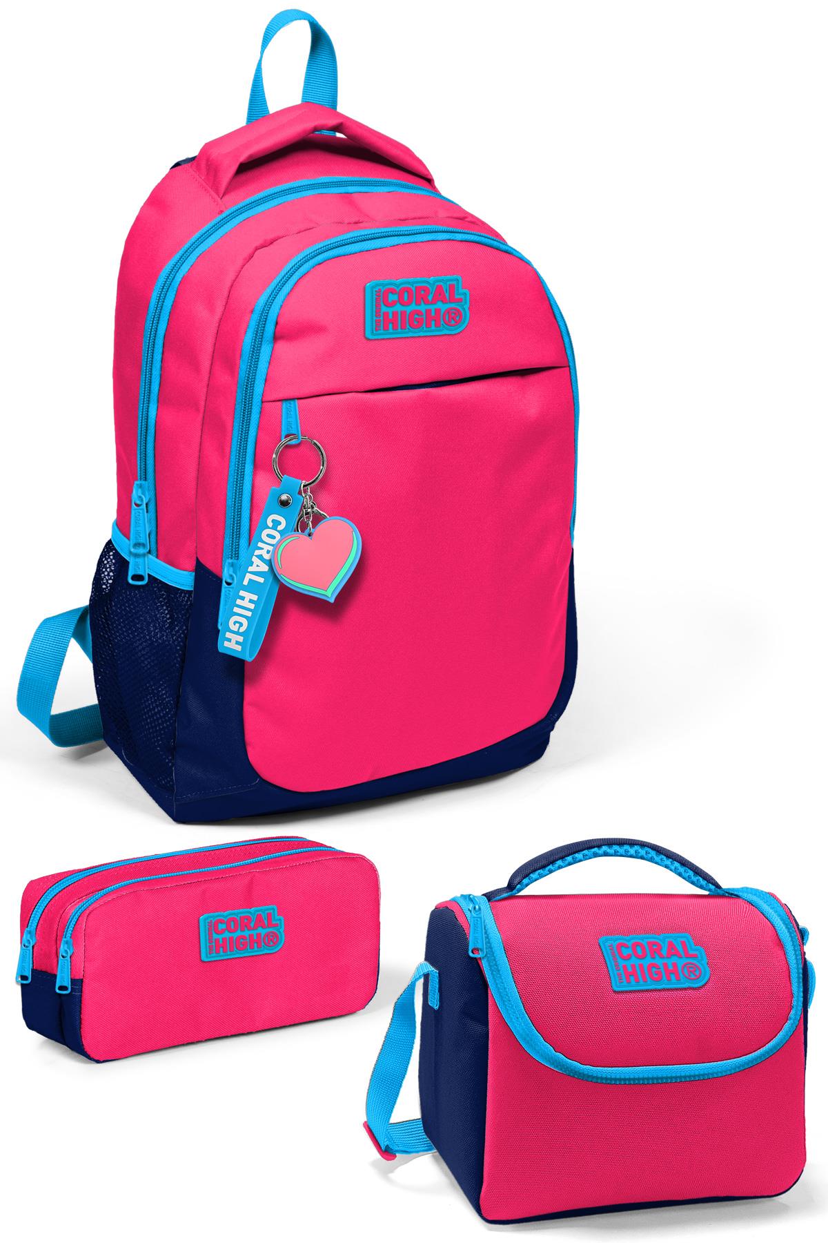

Набор школьных сумок из трех предметов Coral High Kids Неоново-кораллово-темно-синий SET0114392
