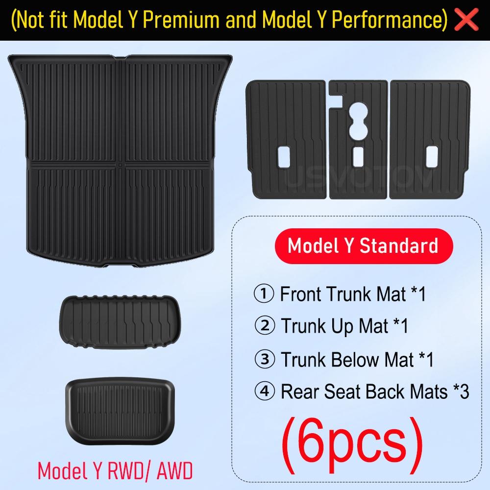 Tapis de sol pour Tesla Model Y 2026 2025 RWD AWD Tapis de coffre Revêtement de coffre Tapis de dossier Frunk Accessoires (Modèles Standard Uniquement)