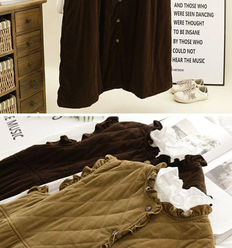 Women's Retro Forest-Style Sleeveless Corduroy Maxi Dress