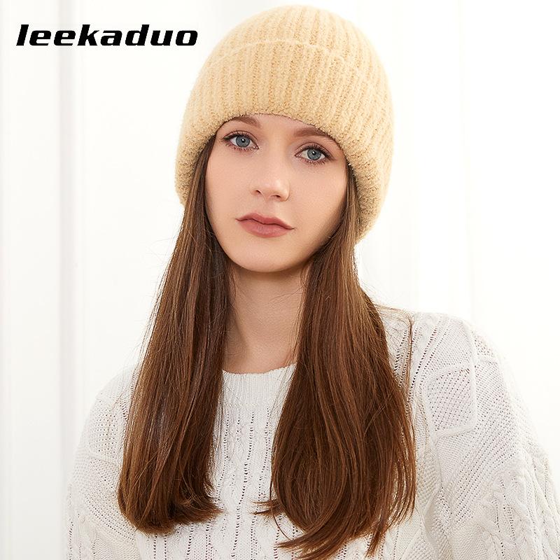 Wool Hat Autumn and Winter Outdoor Women's Knitted Hat Fashionable Women's Cold Hat Brimless Warm Thickened Knitted Hat