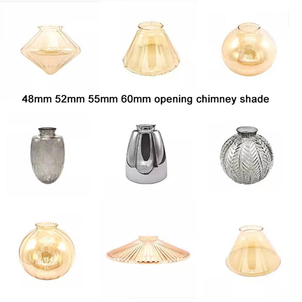 Grey 48mm 52mm 53mm Opening Chimney Glass Lamp Shade,Gray Green Cover with 55mm 56mm 59mm 60mm Reverse Hole for diy Lampshade