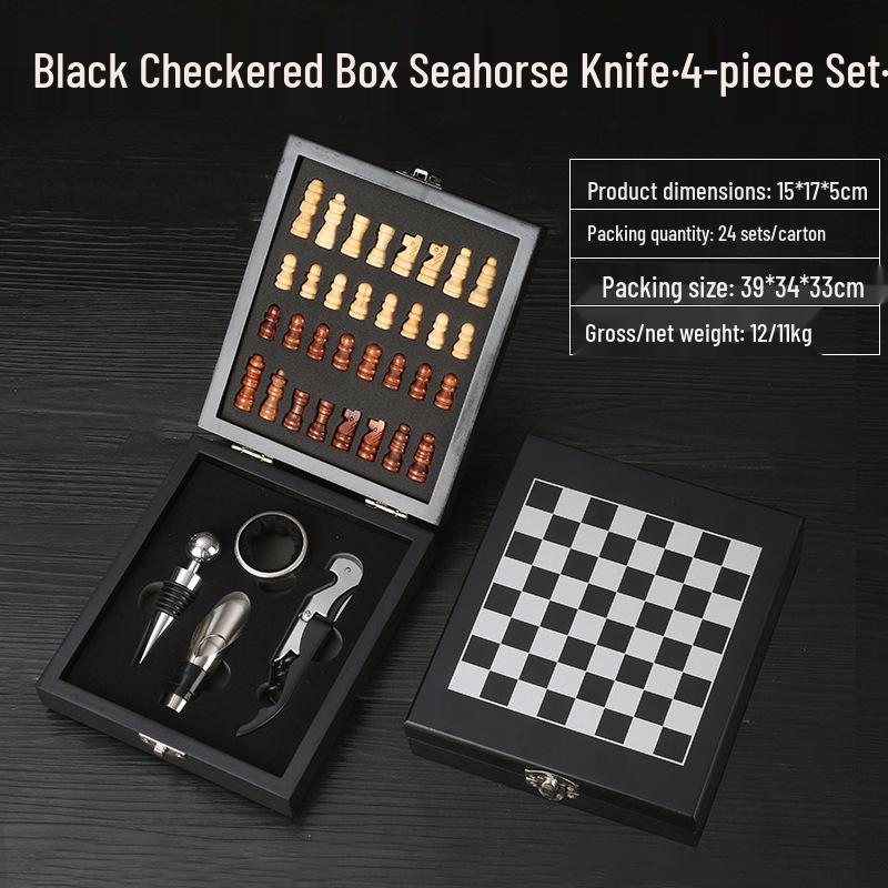 Premium Wine Opener Gift Set: Stainless Steel Pourer, Leather & Wooden Box, Waiter's Knife Corkscrew Barware