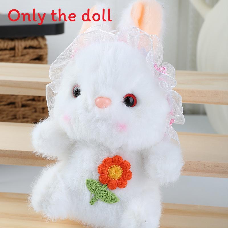 Embroidery Flower Cute Lace Headwear Cartoon Rabbit Plush Toy Pendant For Kids
