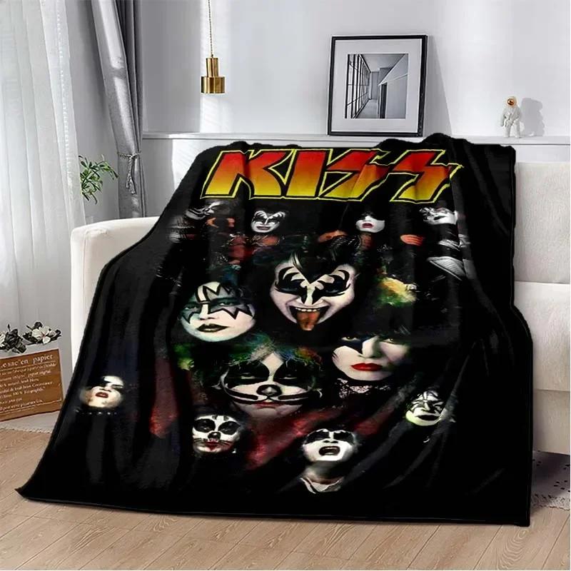 KISS Band Pattern Throw Blanket Light Weight Blanket for Living Room Bedroom Kidsroom Warm Blanket Christmas Gift