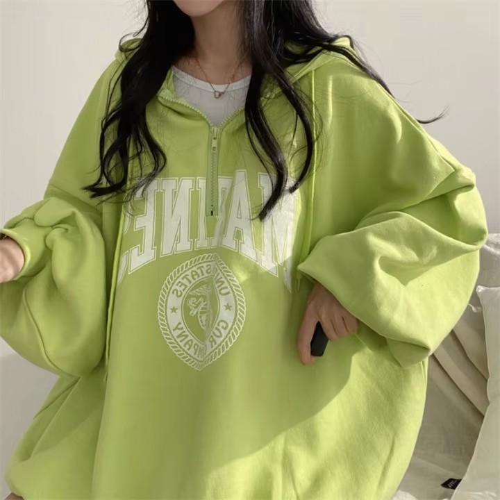Zipper Hoodies Women Spring Autumn Fashion Casual Oversized Hooded Pullover Loose Jacket Womens