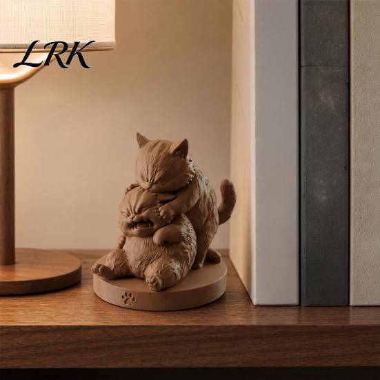 Desktop Cat Ornament Frolicking Cats Figurine, 3D Printed Playful Statue, Cute Funny Decoration Collectible Kitty Sculpture Gift for Lovers Paw Print