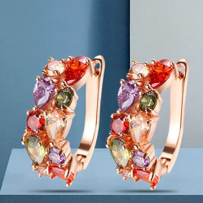 1 par Trendiga Örhängen för Kvinnor Färgstark Kubisk Zirkonia Bekväma att Bära Accessoar Mode Ringörhängen för Fest