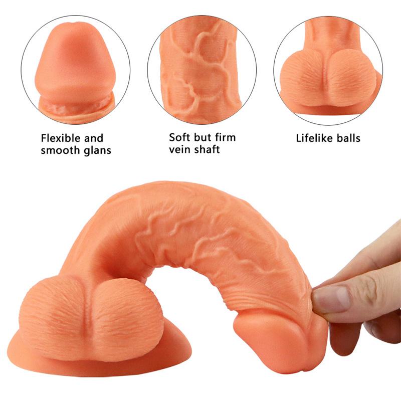 Large Sucker Female Double-layer Liquid Simulation Silicone Penis Private Parts Lifelike Fake Penis Rear Court Supplies