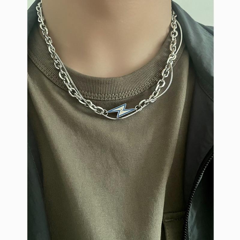 Stainless Steel Double Layer Geometric Necklace For Men And Women With Polished Finish
