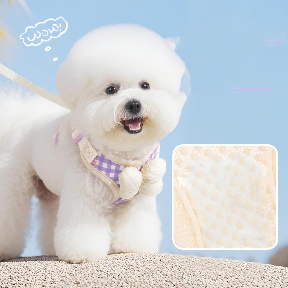 Neue Hundeleine Schleife Hundegeschirr Brust und Rücken Karomuster Koreanischer Stil