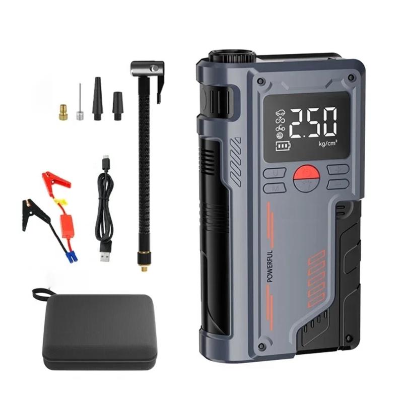 14.8V Tire Inflator Digital Display Tire Air Compressor with LED Light Car Emergency Power Jump Starter Battery Booster