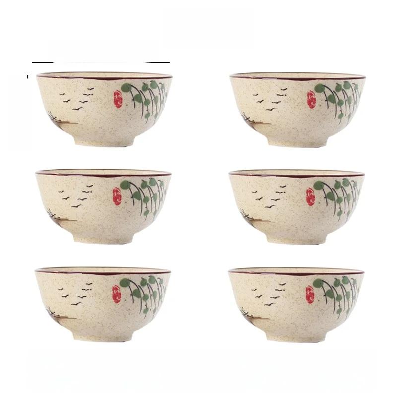 

Hand-Painted Cerc Soup Bowls Set of 6 Underglaze Color Restaurant Quali Dinnerware Floral Patterns for Home And Hotel Use