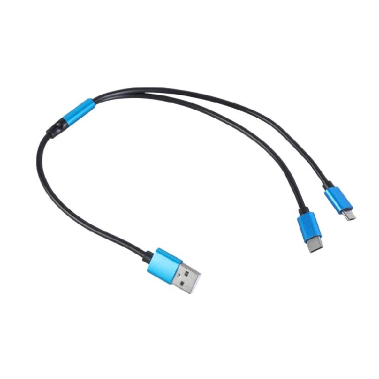 

USB Fast Charging Splitter Cable,2 in 1 Charger Cord Connectors with Type C/MicroUSB Universal Port Adapter