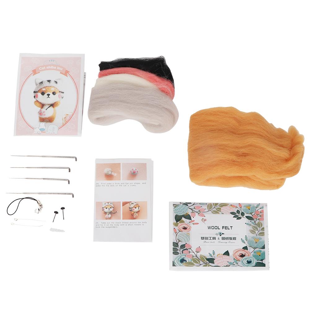 Non Finished DIY Dog Doll Wool Felting Handmade Craft Poked Needle Handcraft Material Set