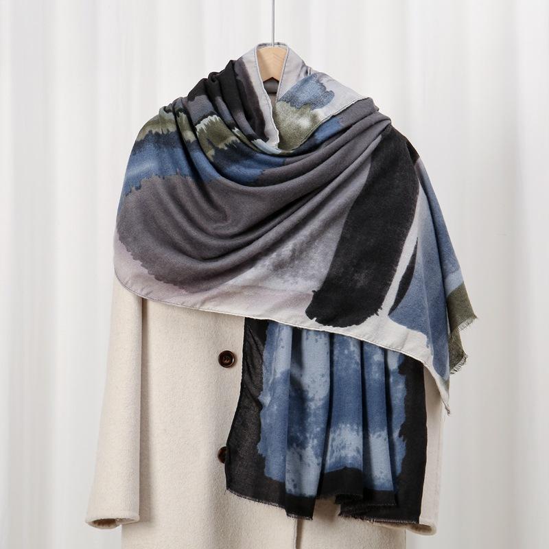 Italian over-skin-friendly velvet, skin-friendly and warm in autumn and winter, imitation cashmere printed scarf, versatile shawl