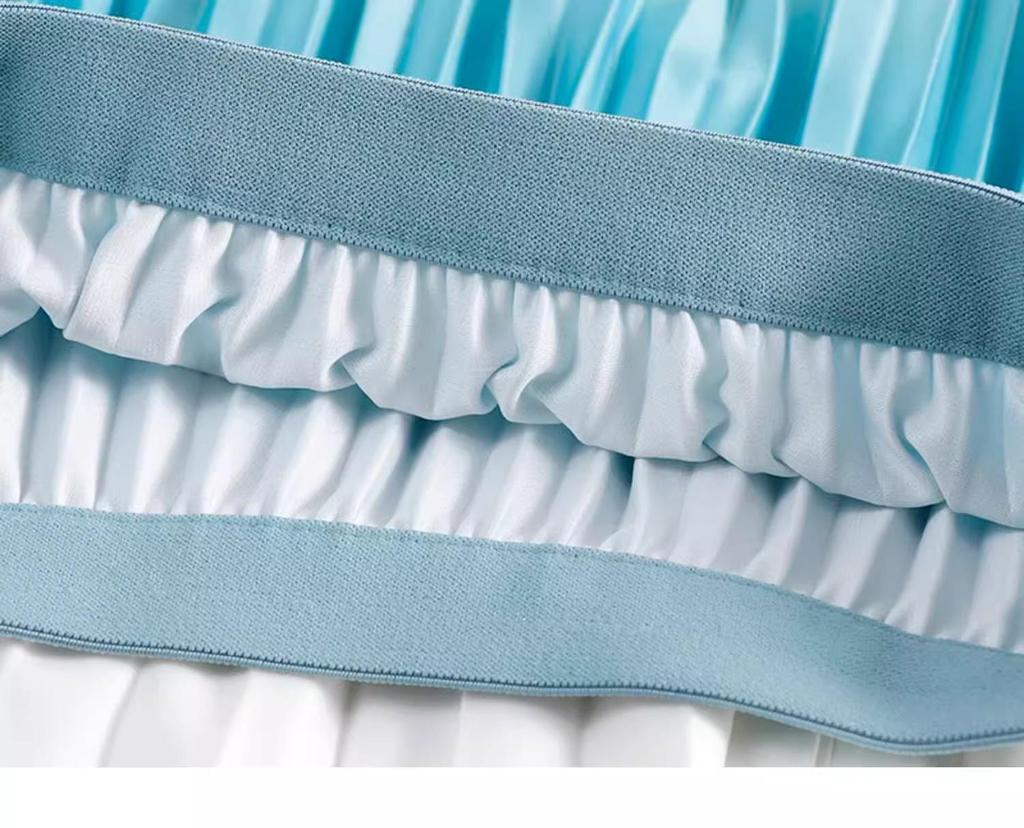 Women's Gradient Pleated Midi Skirt: Classic A-Line Slimming Design for Spring & Summer