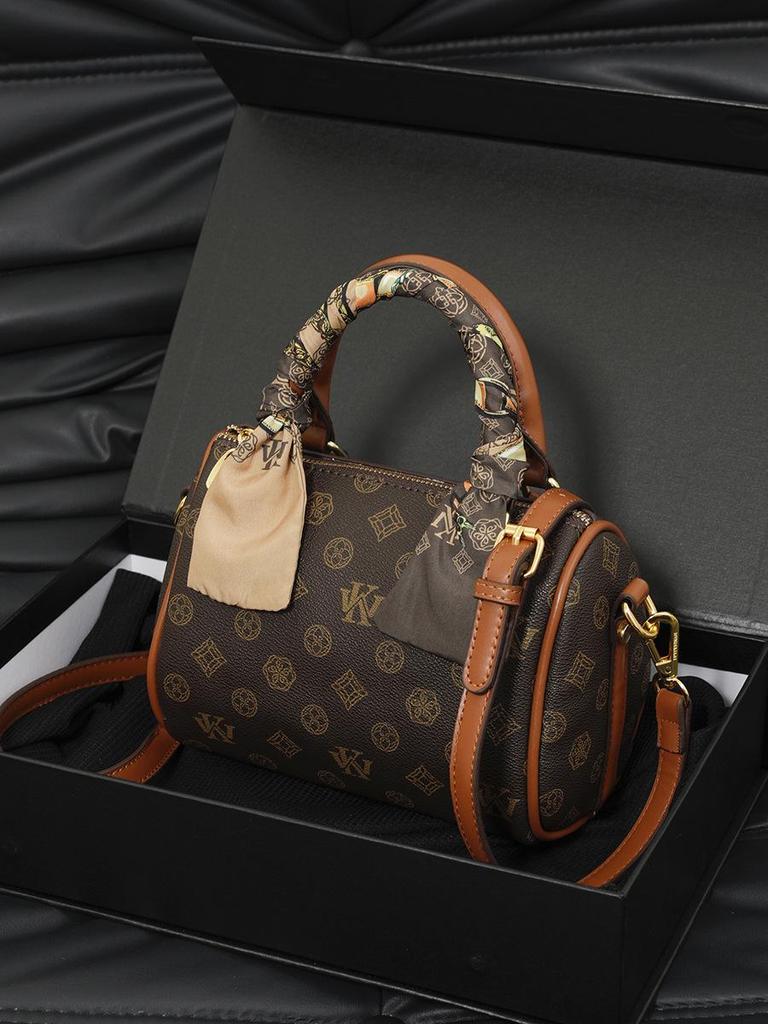 Vintage European & American Monogram Boston Pillow Bag – Women’s Handbag, Shoulder or Crossbody Style