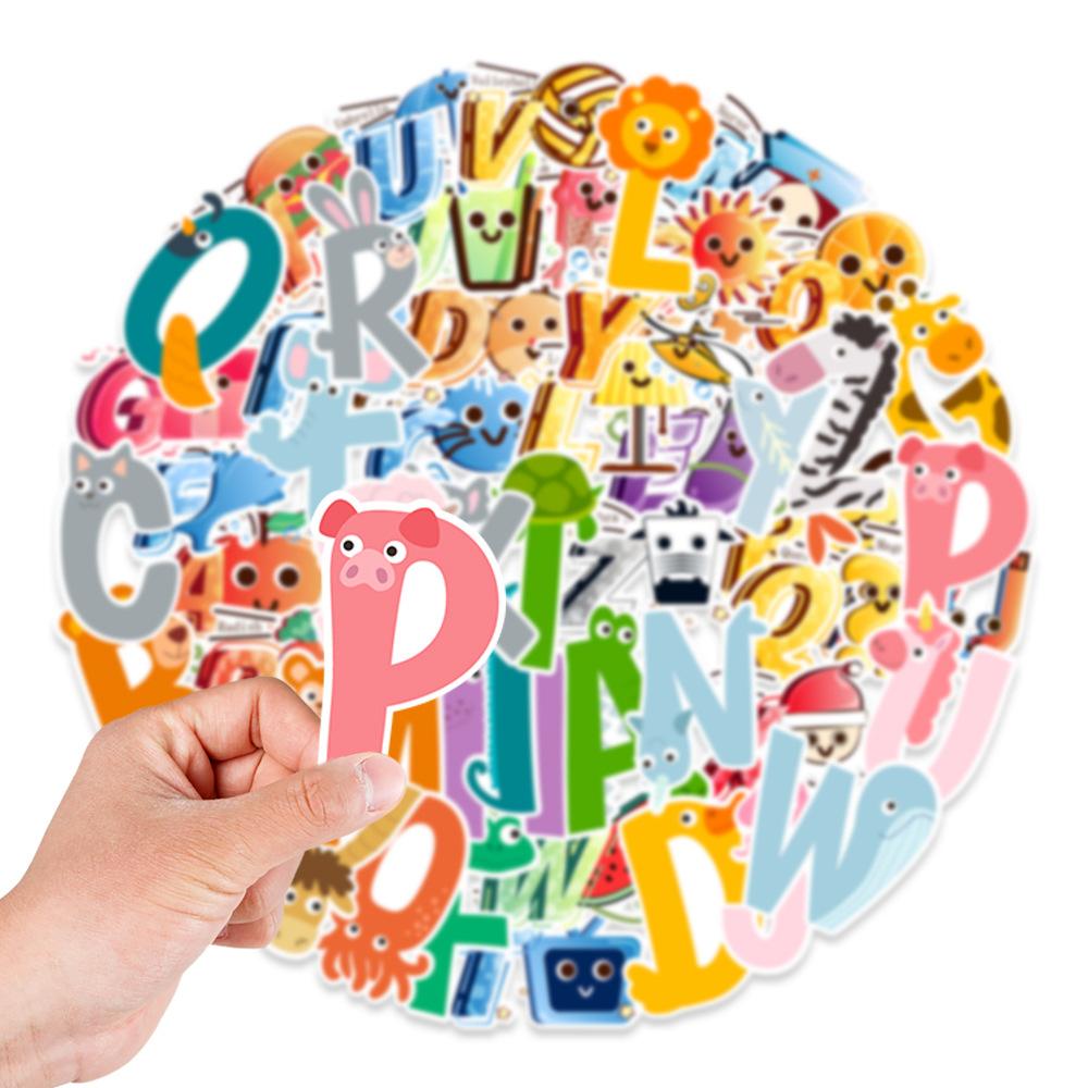 52 English Letters Learning Stickers Wall Cabinet Refrigerator Water Cup Decoration Stickers Waterproof