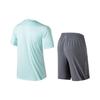Anta Solid Color Casual Breathable Sports Round Neck Short Sleeve Shorts Set Men Sets Blue 952225229-1
