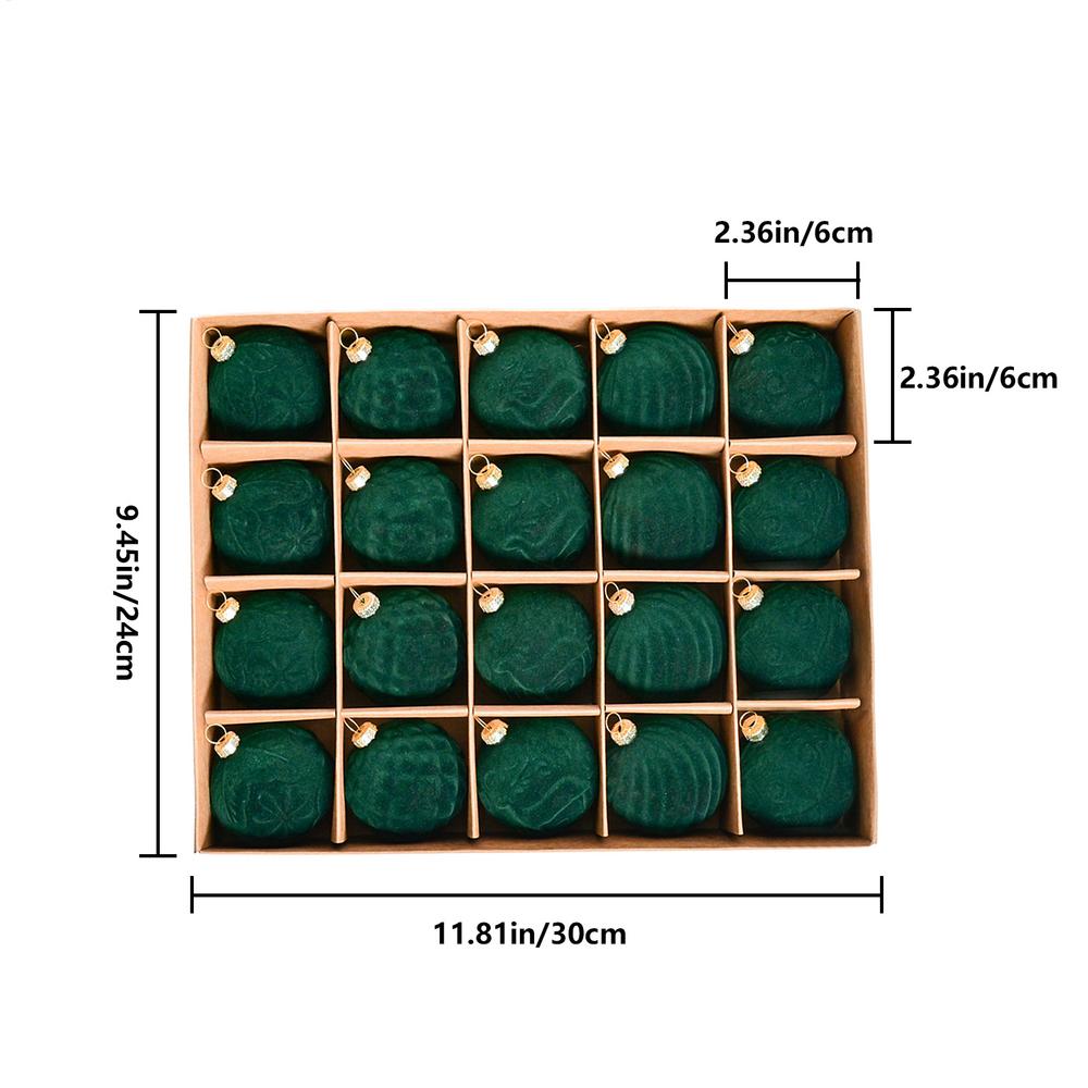 

Бархатные елочные шары 2026 года 20 шт./коробка Рождественские украшения Подвеска Подвесной праздничный декор для фестиваля праздника 6cm зелёный