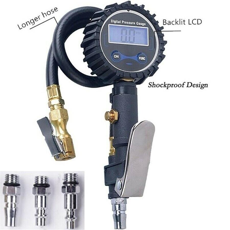 

Digital Inflatable Meter 0-200psi With Nozzles LCD Display for Truck/Car/Bike